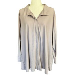 MarlaWynne Blouse ALine Collared Long Sleeve Button Up Back Pleat Rose 3XL XXXL